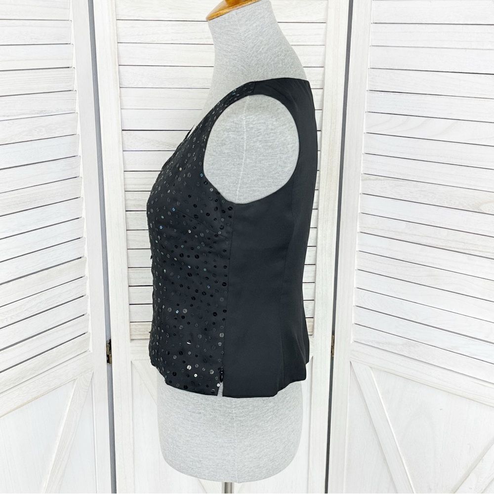 Kasper Petites Sequin Front Camisole Tank Top‎ Black Size 2P Party Evening - Picture 2 of 12